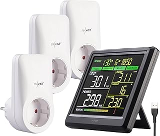 revolt Stromzähler Messgeräte: Funk-Energiekosten-Messer, bis zu 6 Steckdosen, 3 Dosen inklusive (Stromkostenmessgerät, KW-Zähler Steckdosen, Strommessung)