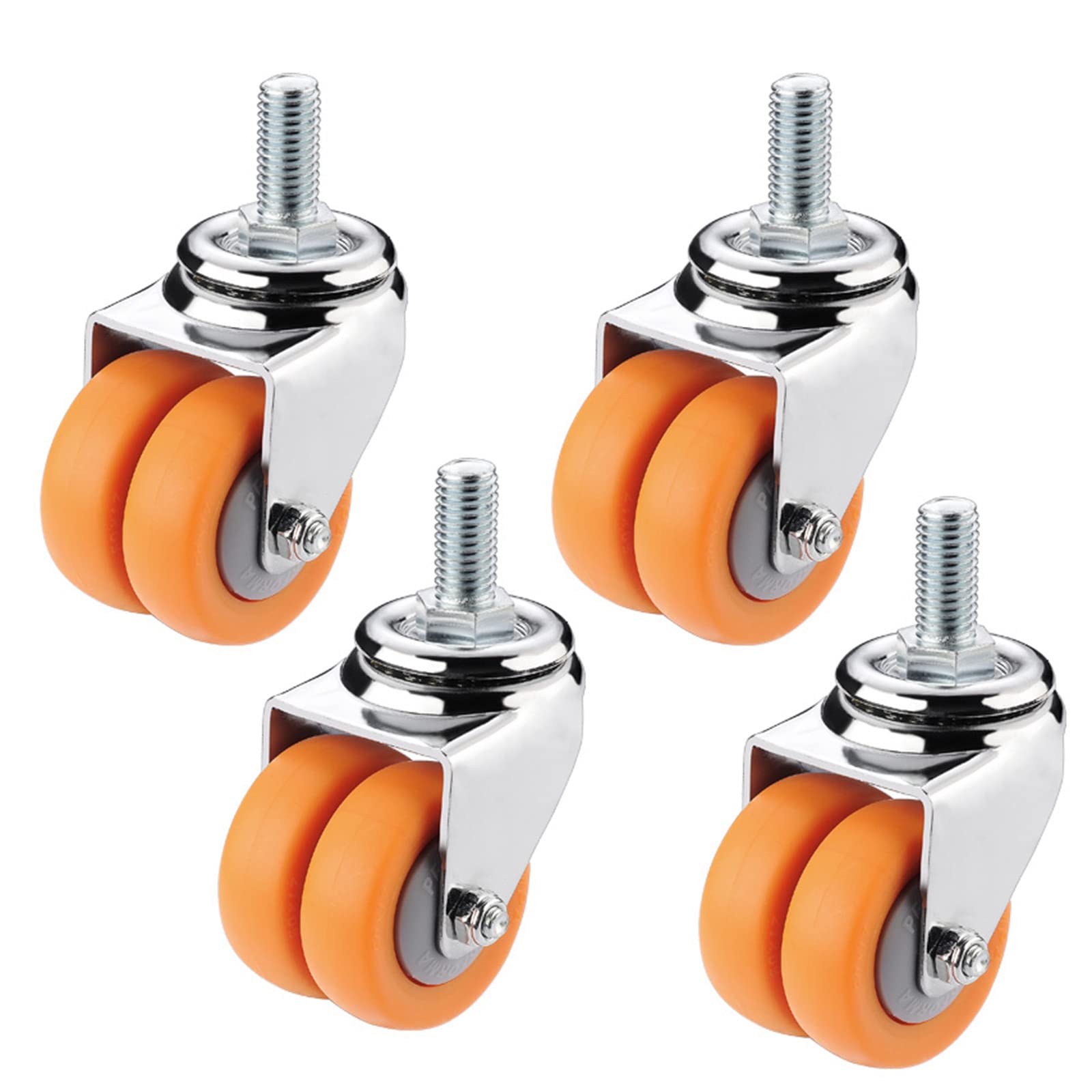 Roulettes pivotantes robustes en caoutchouc 5 cm tige filetée M12 lot de 4 pour meuble