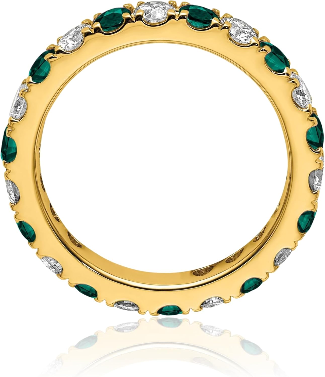 IceCarats 14K Solid Yellow Gold 1.50 carat Alexandrite Diamond Eternity Anniversary Ring 3.26mm Band Round Cut, Natural, Prong Set