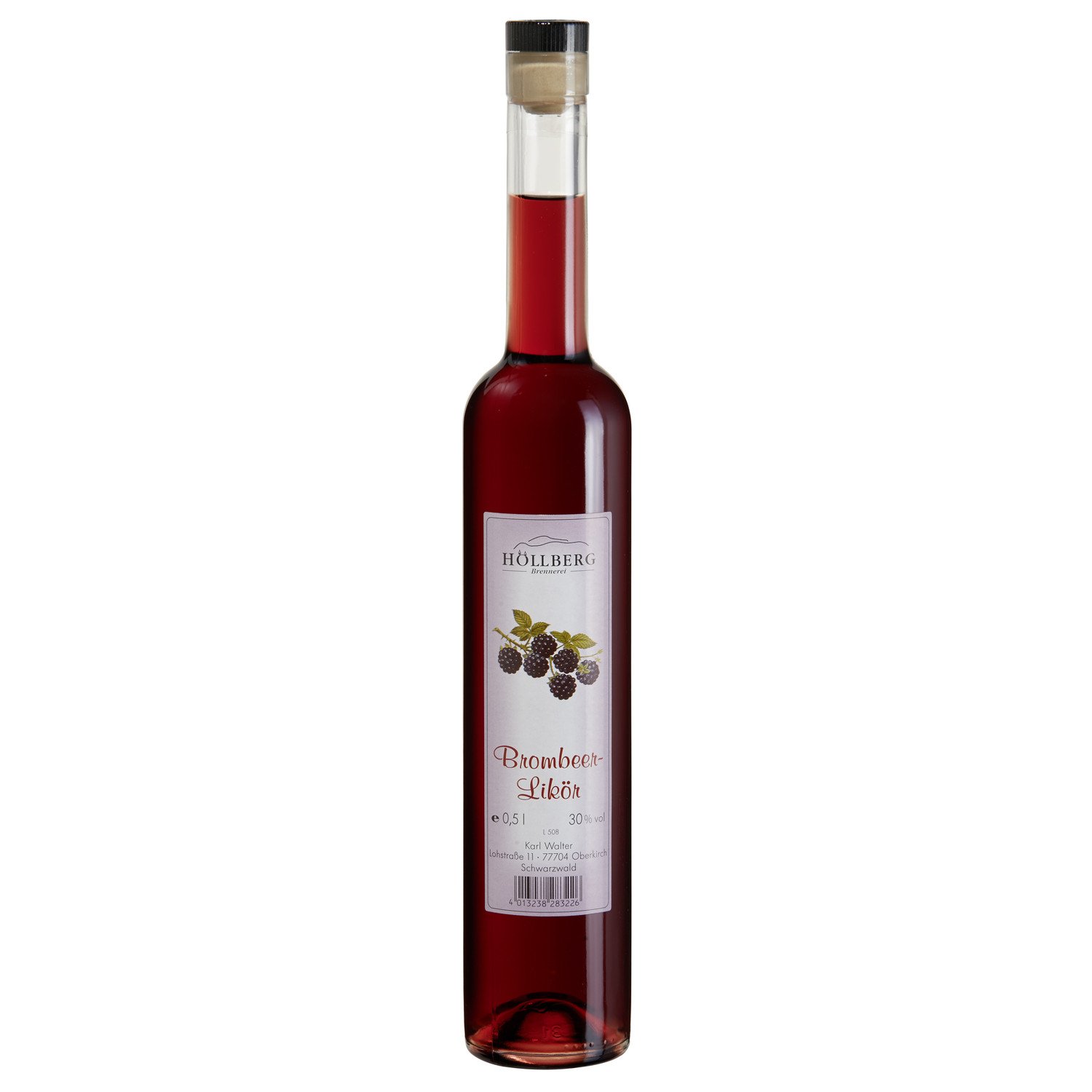 Brombeer-Likör Höllberg 30% vol., (1 x 0.5 Liter) Brombeerlikör ohne Aromastoffe