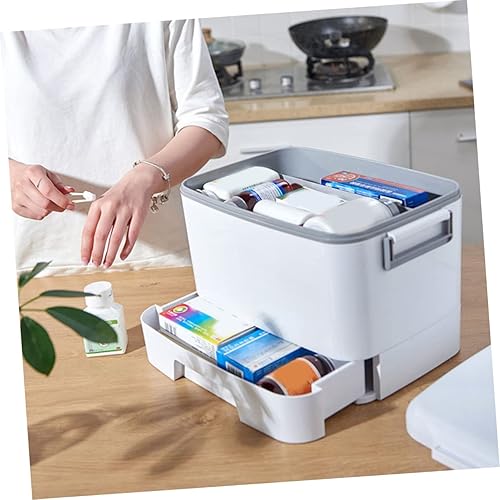 Miniatura 9 de GLEAVI Caja portátil de medicina de emergencia Kit de medicina familiar manejado para llevar contenedores con tapas caja de herramientas de plástico