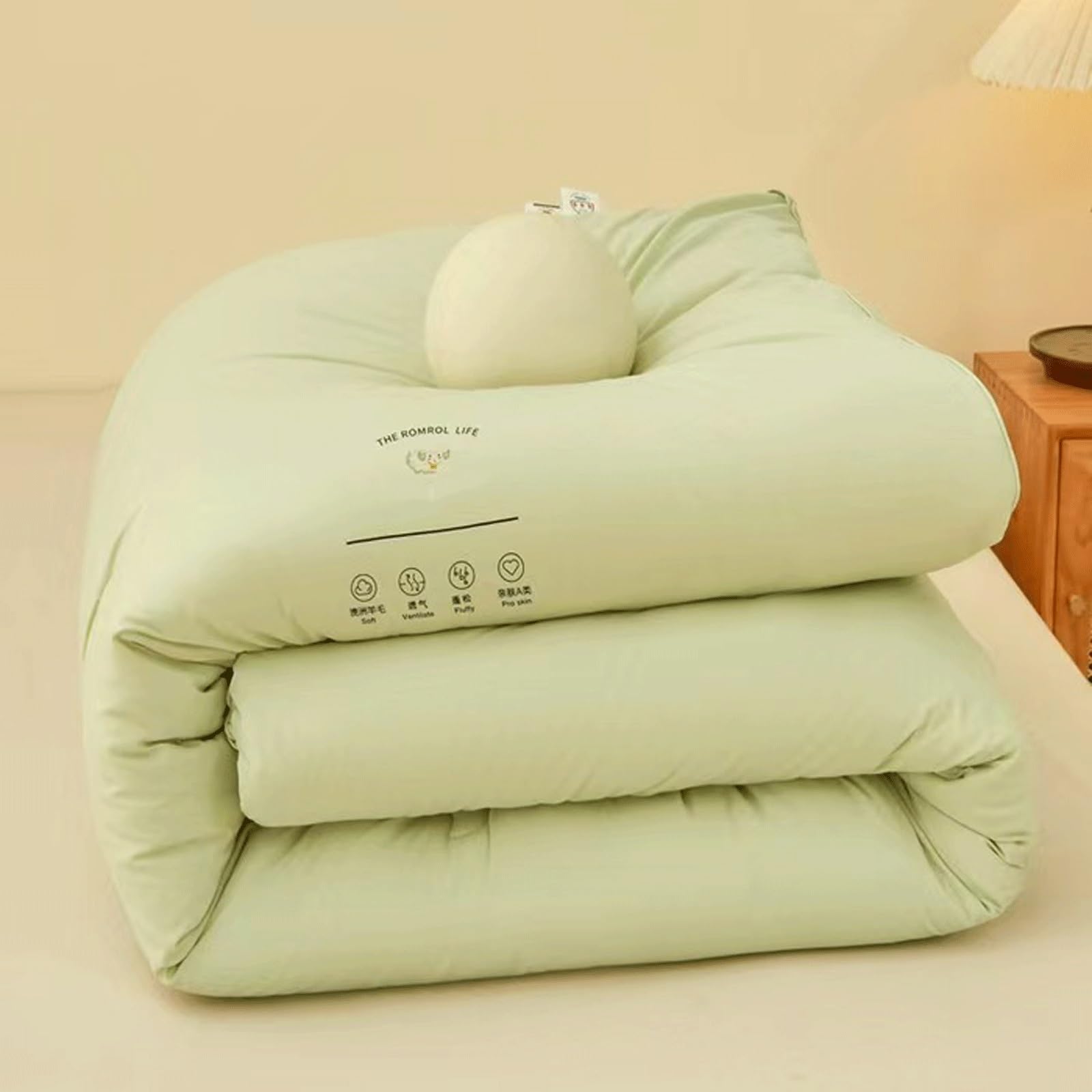 LLiuvcc Warm Weight Wool Comforter for Winter,100% Australian Wool Filling，Breathable Natural Duvet for All Seasons(Green,200x230cm(3KG))