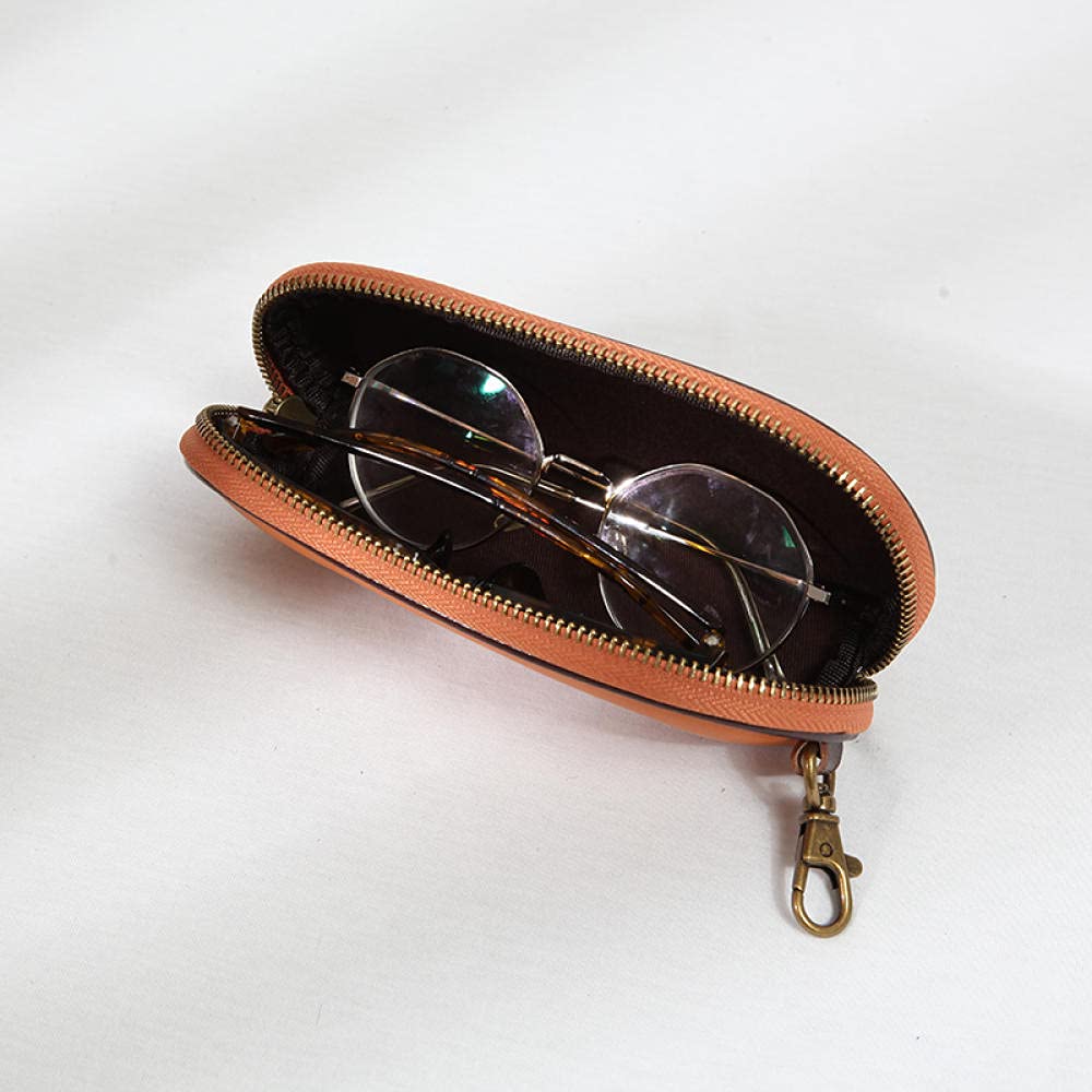 Brillenetui Sonnenbrillen Etui Glasses Case Sunglasses Case Leder Kunst Gemüse Gegerbtes Leder Gläser Fall Tragbare Multicolor Reißverschluss Haken Sonnenbrille Aufbewahrung Männer Und Frauen-Gelb