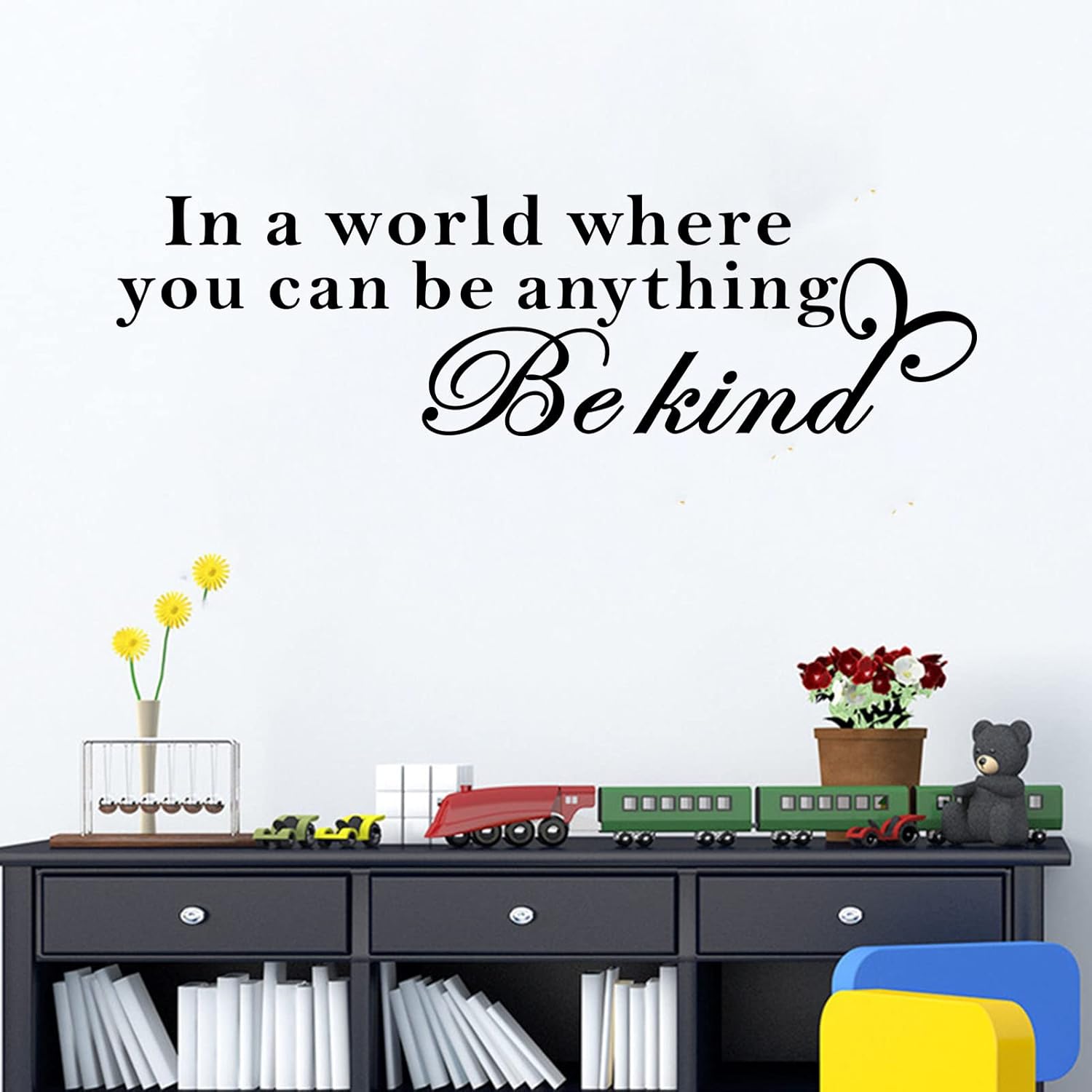 Wall Sticker for Kids, Classroom Wall Decals, Quotes Inspirational Boys Girls Baby Living Room Office Gym Motivational Home Vinyl Art Wall Decor, in a World Where You Can Be Anything Be Kind 45"X12.6"