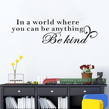 SEATUNE Wall Decals for Kids, Classroom Wall Decals, Quotes Inspirational Boys Girls Baby Teens Nursery School Playroom Vinyl Art Decor Home Sticker in a World Where You Can Be Anything Be Kind 25"X7"
