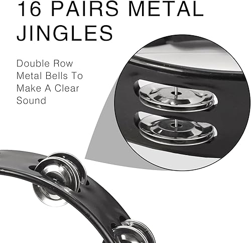 Miniatura 2 de Soulmate Pandereta de metal Jingles de mano de percusión de una sola fila de media luna pandereta para adultos instrumento musical regalo panderetas