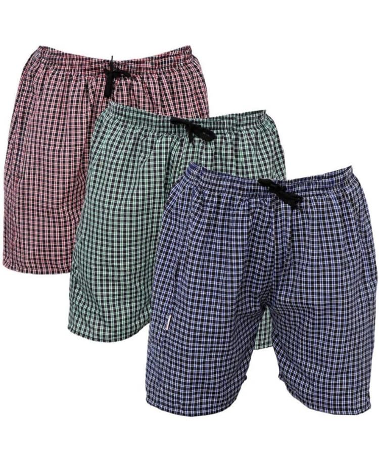 Mens Cotton Boxer | Mens Check Boxer | Mens Casual Shorts | Mens Regular Wear Boxer | Mens Boxer Shorts | Mens Regurlar Fit Boxer - Pack of 3