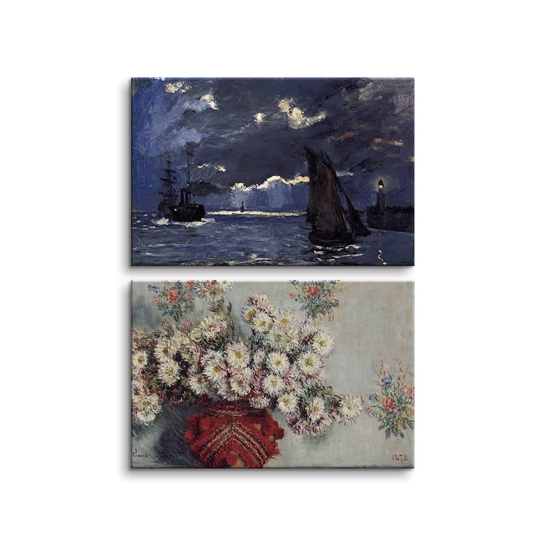 クロード・モネ　「菊」　アートポスター（額縁外枠　９０cm×７５cm　付き） 菊の花 【6号】 クロード・モネ 【 額縁が選べる 額入り 複製画