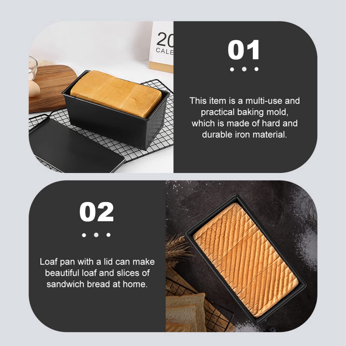 ABOOFAN Teglia Per Plumcake Con Coperchio Stampo Da Forno Coperchio Antiaderente Per Toast Stampo Per Pane Tostato e Torta Facile Da Pulire e Resistente