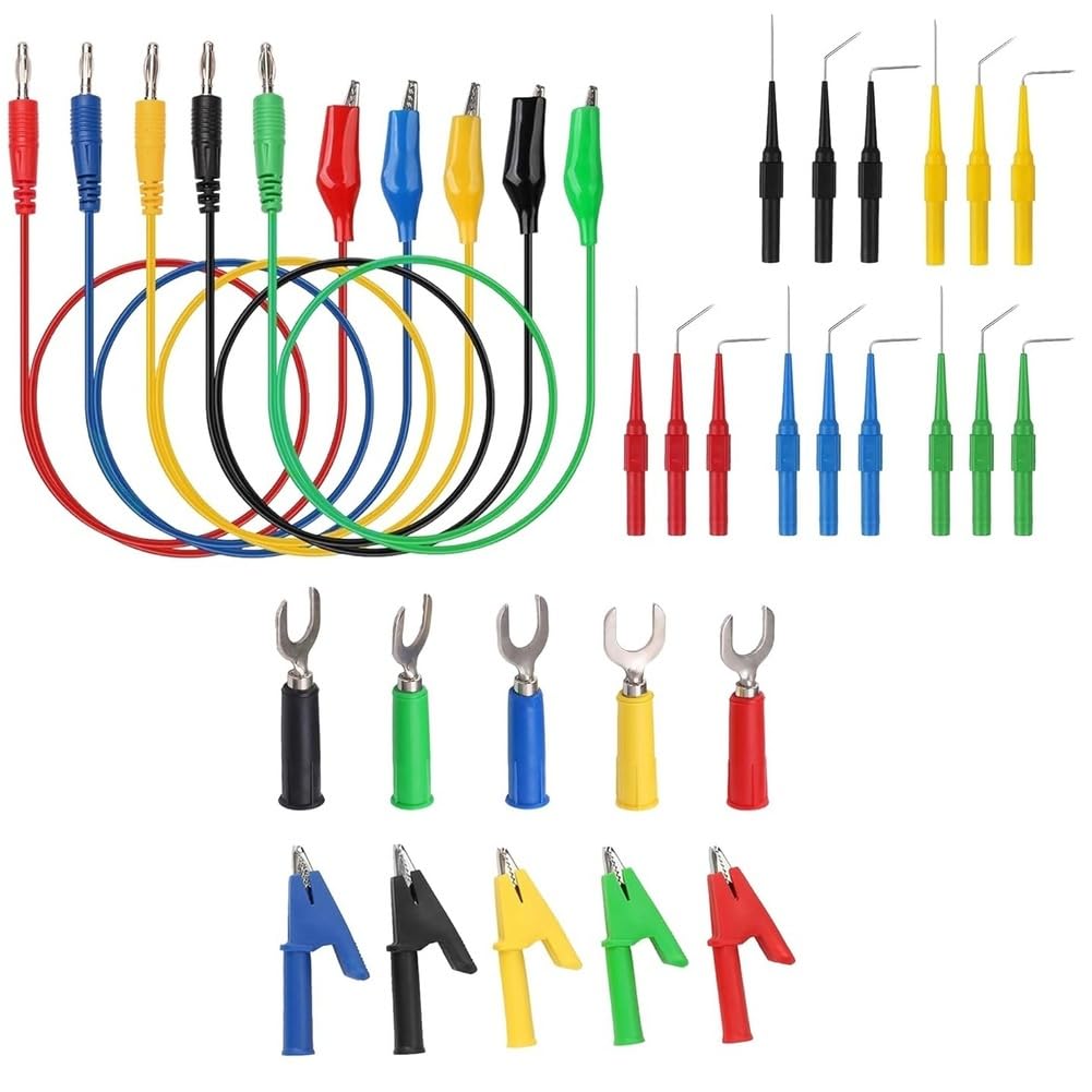 Aundhegrtt As Shown Multimeter Back Probe Pins(30Pcs) With Test Leads, Banana Plug And Copper Alligator Clips,For Car Repair Kits