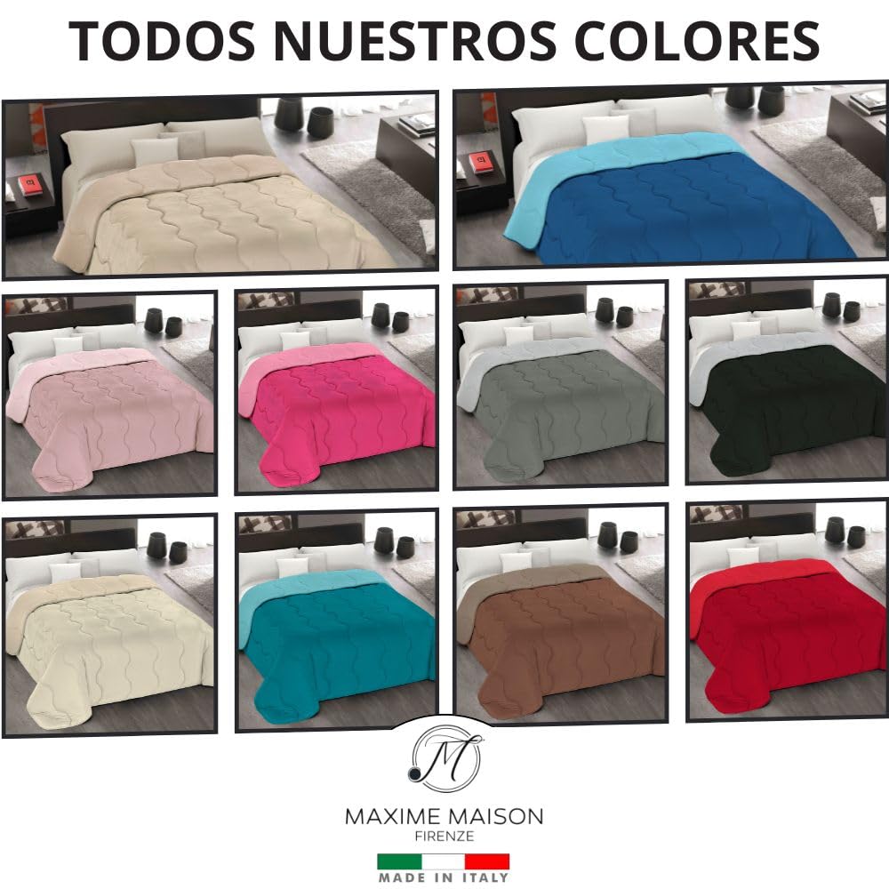 MAXIME MAISON - Colchas Cama 150 Modernas (245x265cm) Colcha de Invierno (300 gr/mq) Coloración Doble Cara, Cubre Cama en Microfibra Suave Made in Italy (Rosa/Rosa Claro) Colcha Cama 180