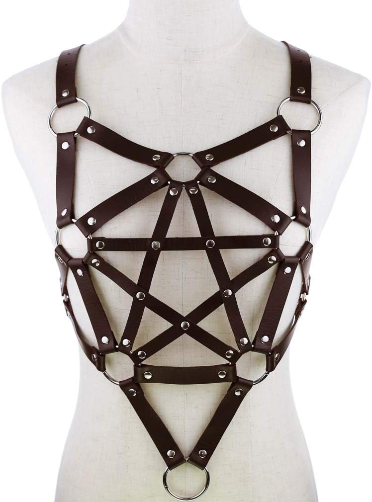 Punk Gothic Body Leather Goods Shaping Belt Chest Chain Chest Strap Suspenders Suspender Women Girls Cospaly Props (Navy Blue)