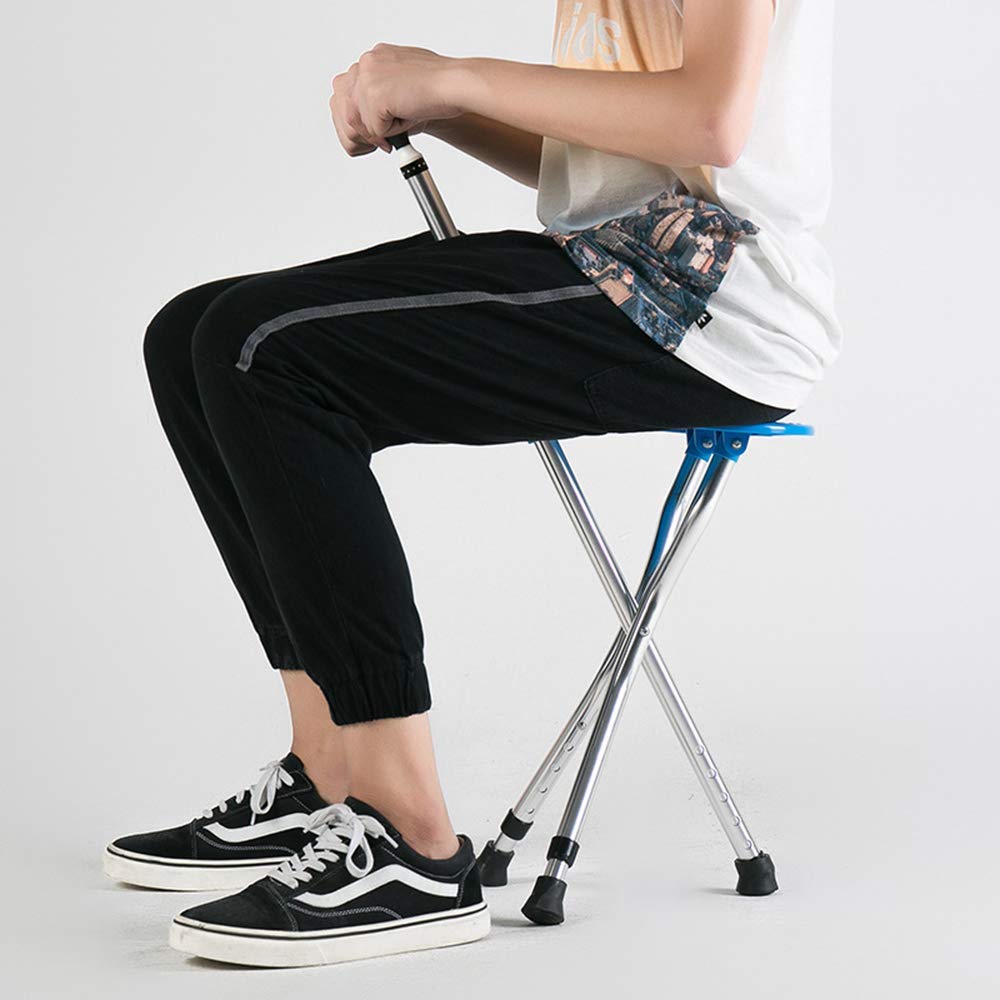 Asiento plegable para bastón con luz LED, altura ajustable para ancianos, silla ligera de bastón para personas mayores con discapacidades, muleta portátil para viajes al aire libre y descanso