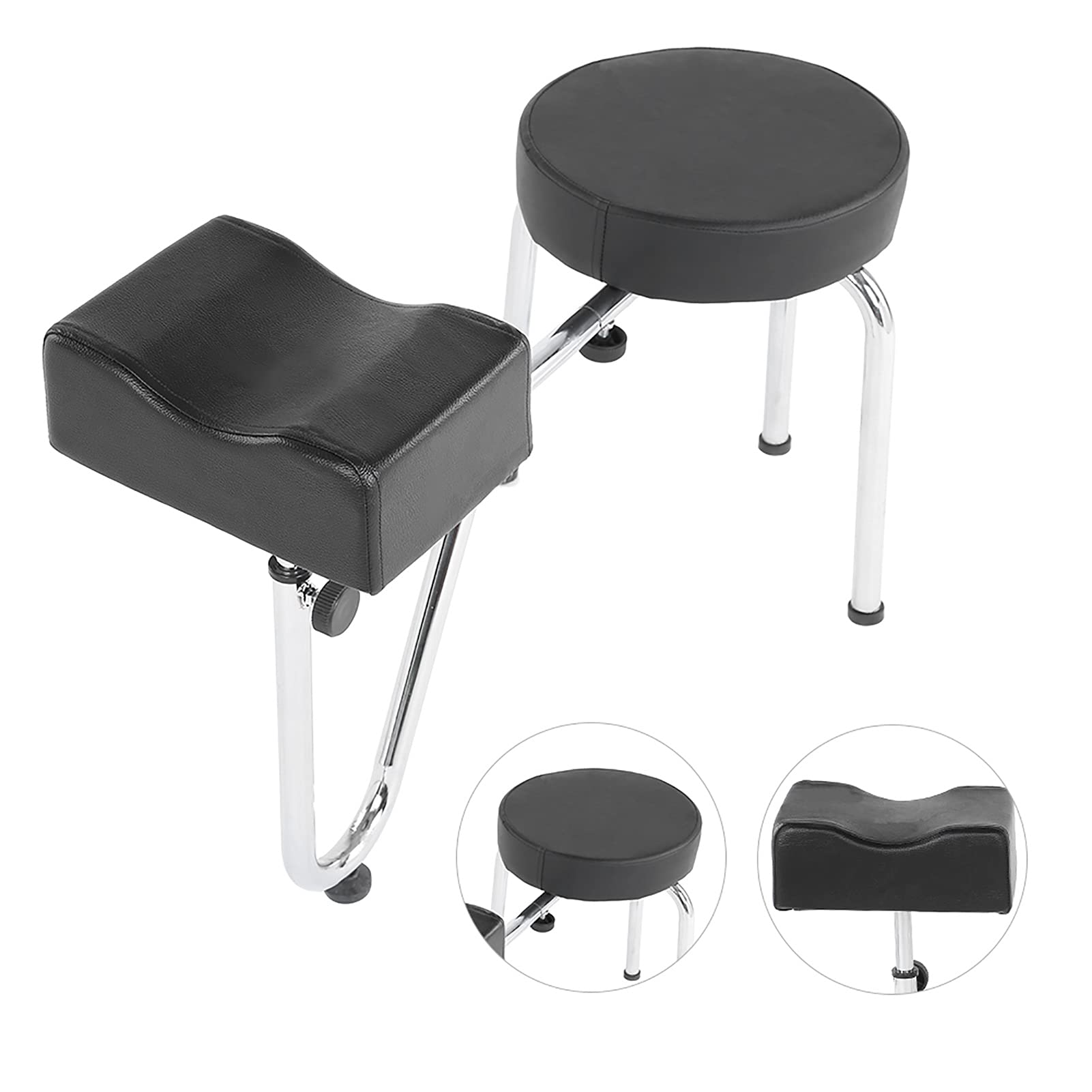 Cuscinetto regolabile in pelle PU per tatuaggi su braccia e gambe, sgabello per pedicure con regolazione dell’altezza e della distanza, poggiapiedi comodo per saloni o uso domestic (Nera)