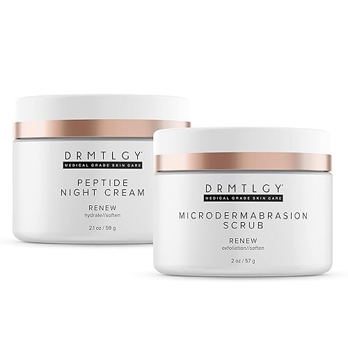 DRMTLGY Peptide Night Cream - Set de crema hidratante facial y microdermoabrasión facial - Hidratante facial hidratante y exfoliante facial, paquete