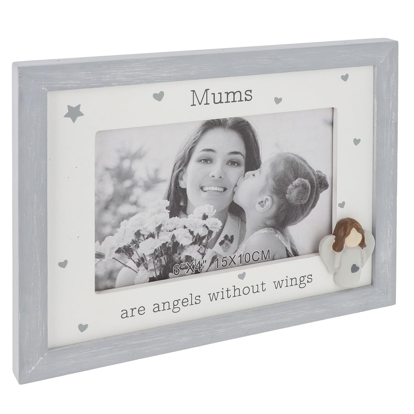 Shudehill Giftware Mum Pebble Angel 6X4 Grey Photo Frame - Nan, Daughter, Auntie, Friends, Sister, Family - Sentimental Boxed Gift (Mum)