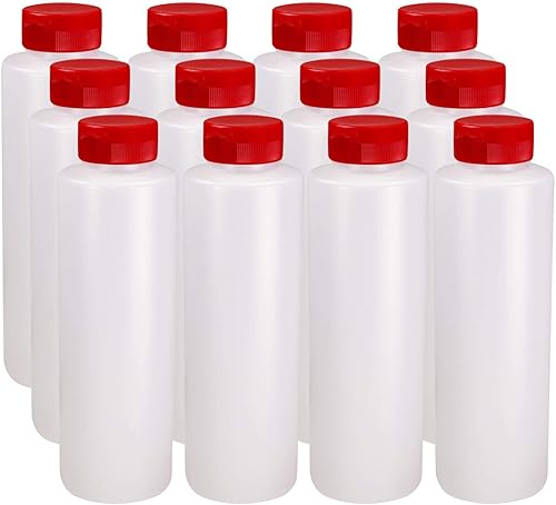 Pinnacle Mercantile Botellas exprimibles para condimentos con tapa abatible con bisagras, juego de 12 unidades de 16 onzas (perfectas para