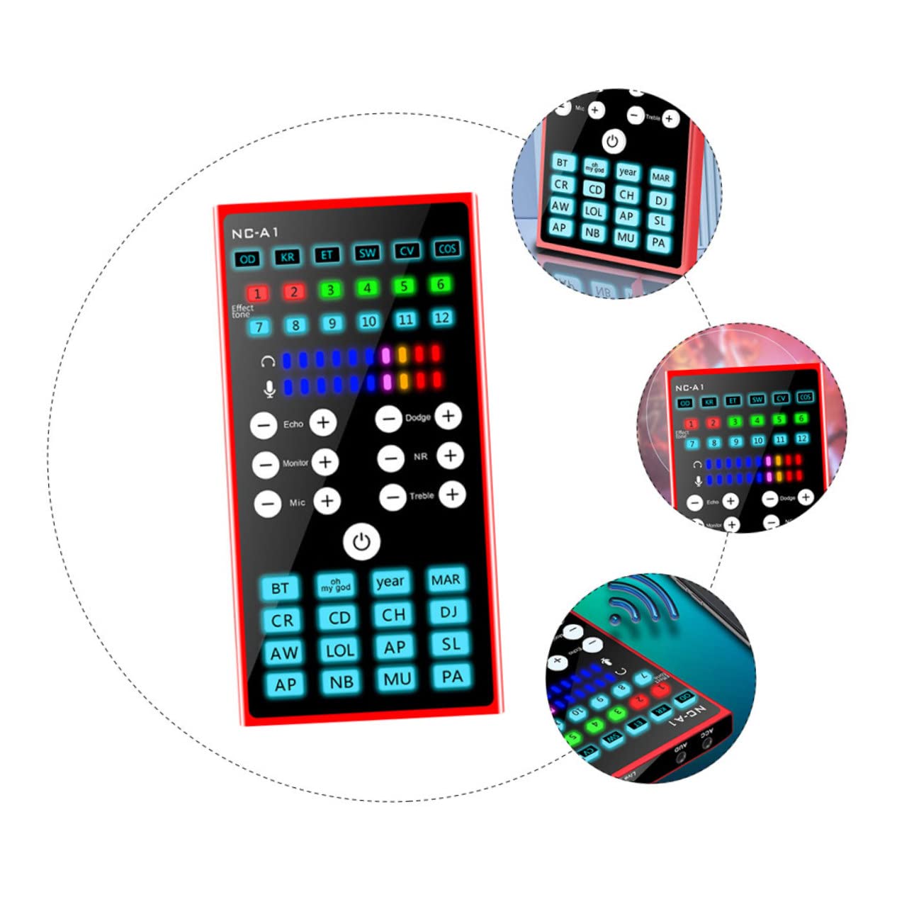 Tarjeta de Sonido Externa USB Roja de Metal para Móvil y PC