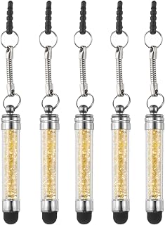 sourcing map 5 lápices capacitivos para pantallas táctiles, mini bolígrafos capacitivos de diamante de cristal para todos los dispositivos de pantalla táctil, color amarillo