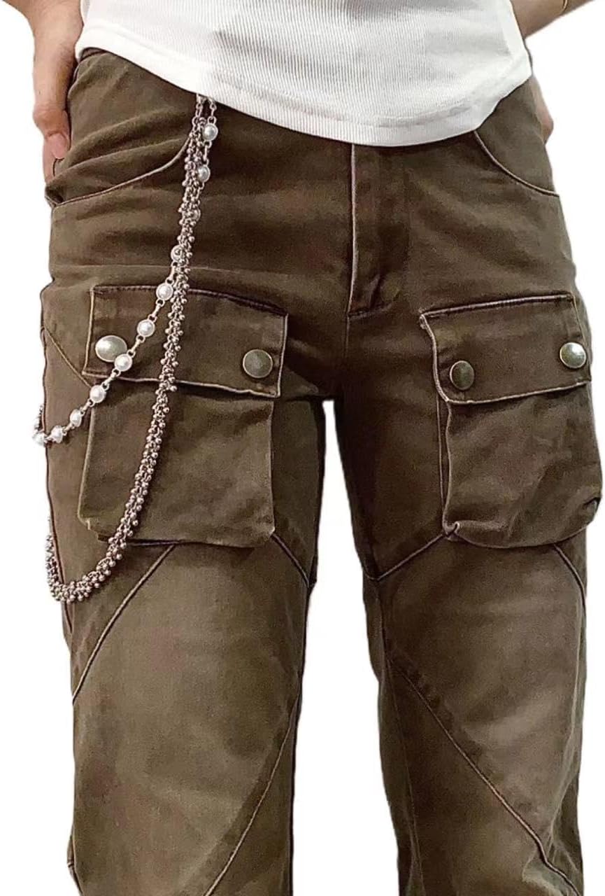 PINKPIN Double-Layer Detachable Wallet Chains Pants Chain Retro Hip-Hop Unisex Bead Keychain Accessory for Jeans Gothic Punk Chains