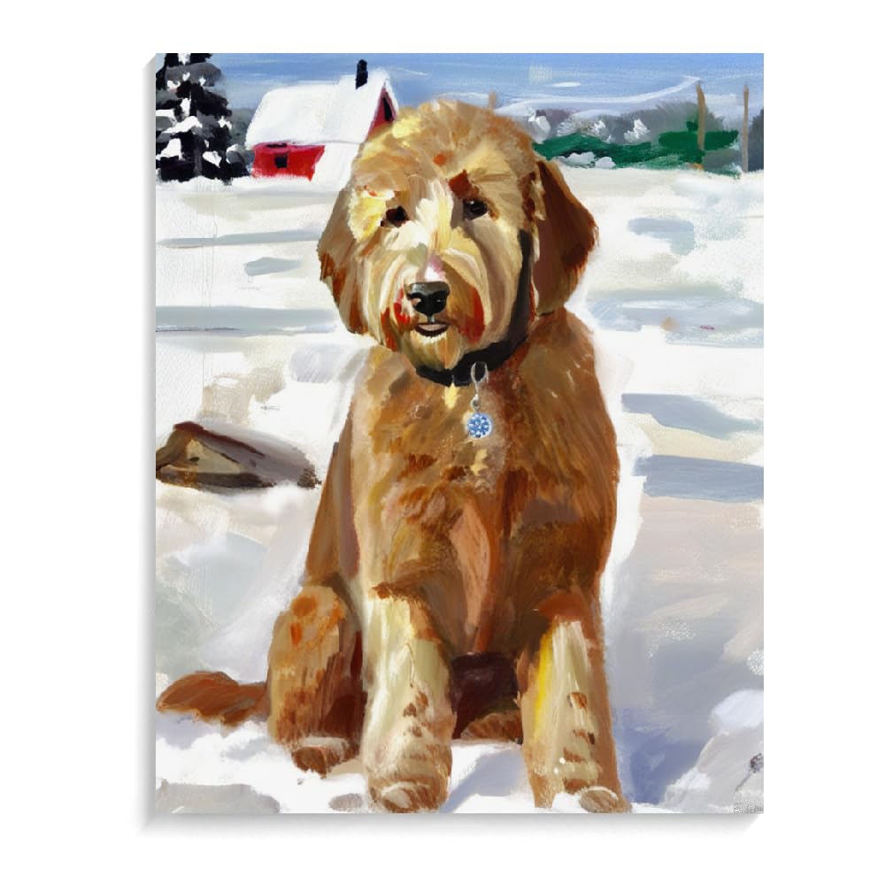 Asskqmy Clear Diamond Painting Art Kits Goldendoodle Dog 5D Diy Diamond Painting Kits For Adults, Full Drill Round Diamond Painting, Art Craft For Home Wall Decor 12X16inch(30X40cm) Frameless