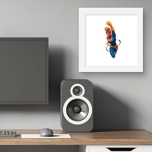 Miniatura 6 de Trends International Gallery Pops Marvel Comics Avengers - Póster de pared de Capitana Marvel, 12 x 12 pulgadas, versión enmarcada en blanco