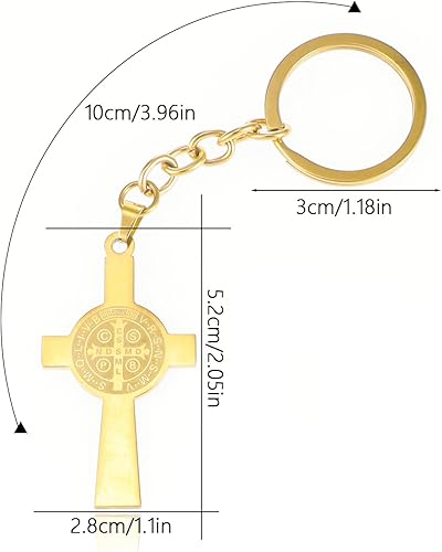 Vista 4 de St Benedict Medal Key Chain, Saint Benedict Medal Pendant Key Chain, Catholic Religious Keychain
