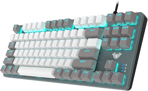 Aula F3287 Mavi Işıklı Kablolu Mekanik İngilizce Q TKL Gaming Oyuncu Klavyesi