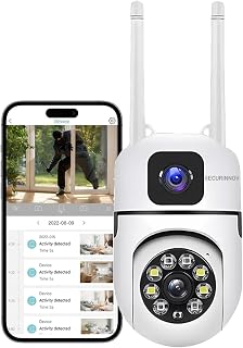 securinnov 4+4MP Smart WiFi Outdoor PTZ CCTV Camera for Home | 360° View | Color Night Vision | Motion Detection | Two-Way... Price In India