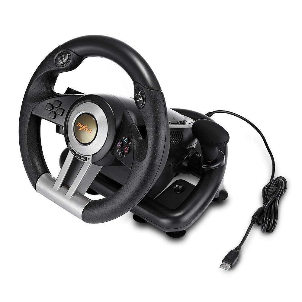 Racing Game Steering Wheel with Foldable Pedal for Xbox One, PS3, PS4 and PC : Video Games