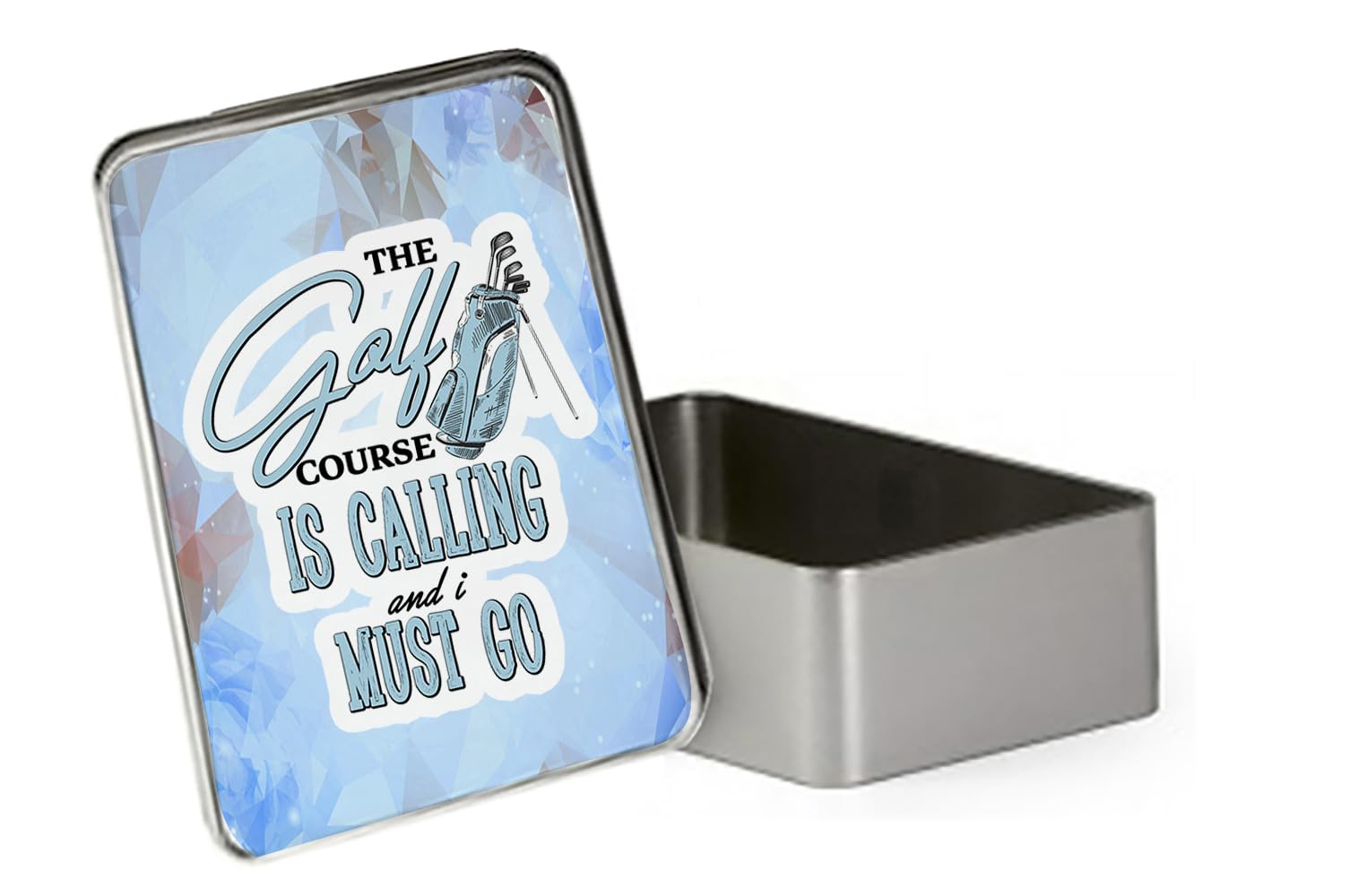 Golf Course is calling and i must go, Golf lover Gift, Metal Tin Storage Box, Biscuit, Chocolate,Tin, Emergency Stuff Tin. (Rectangular)