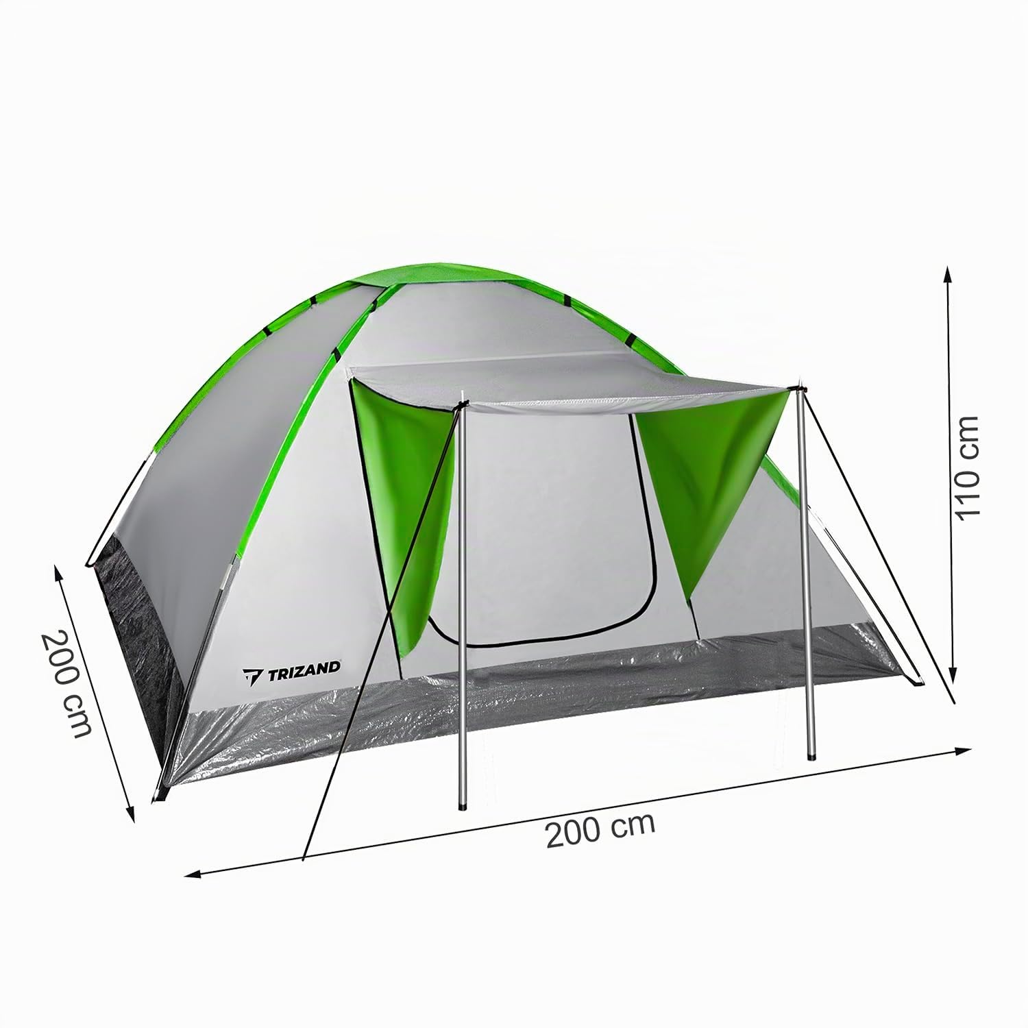 TRIZAND Campingzelt Montana mit Vordach 4 Personen Wasserdicht Moskitonetz Familienzelt Gruppenzelt 23481