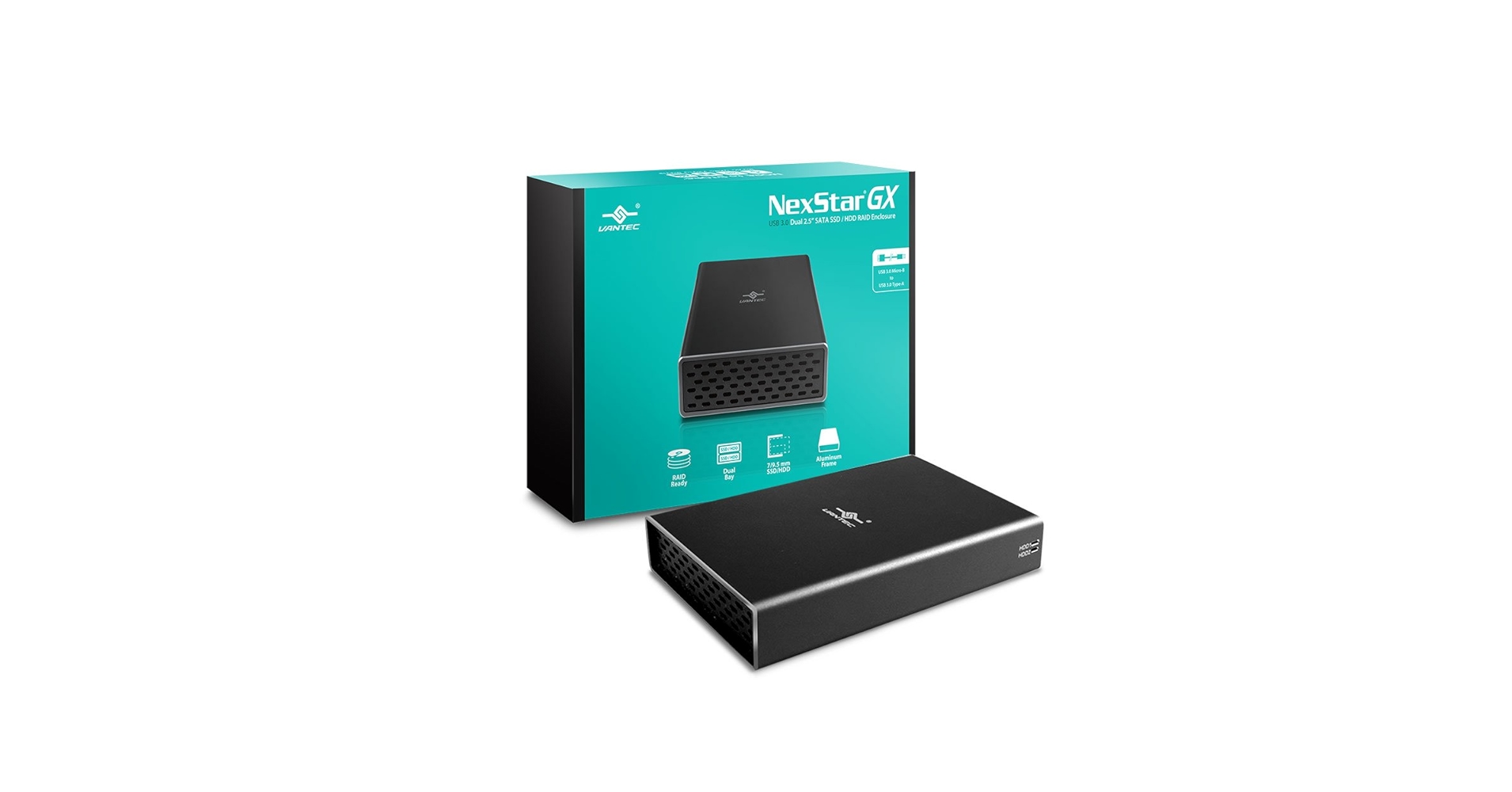 Vantec Nexstar GX USB 3.0 Dual 2.5" SATA SSD/HDD RAID Enclosure, Black (NST-272S3-BK) Vantec Nexstar GX USB 3.0 Dual 2.5" SATA SSD/HDD RAID Enclosure, Black (NST-272S3-BK)