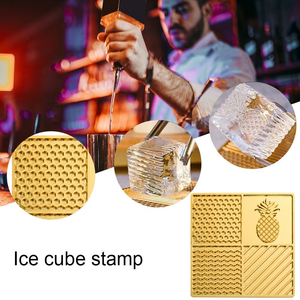 Bandeja De Diseño De Hielo - Molde Pequeño Para Cubitos De Hielo Para Whisky Y Cócteles - Placa De Latón Personalizada Con Sellos Personalizados - Bandeja Decorativa Para Cubitos De Hielo Con Formas -
