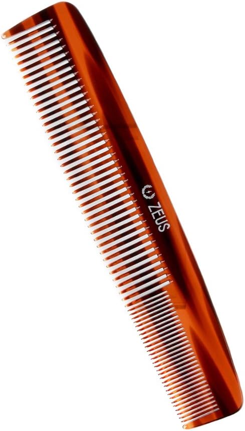 ZEUS 7.5” Large Beard & Mustache Comb, Handmade Saw-Cut Comb for Men’s Grooming, Anti-Static, Ultra-Smooth Finish for Snag-Free Styling (Traditional) C11