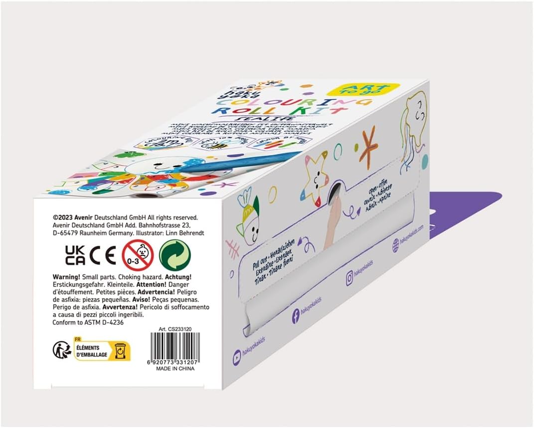 6303120 Wax Crayon Set, Mini Sealife Colouring Roll, Paper Roll with Colouring Motifs and 4 Colourful Wax Crayons Including 20 Stickers, for Children from 3 Years