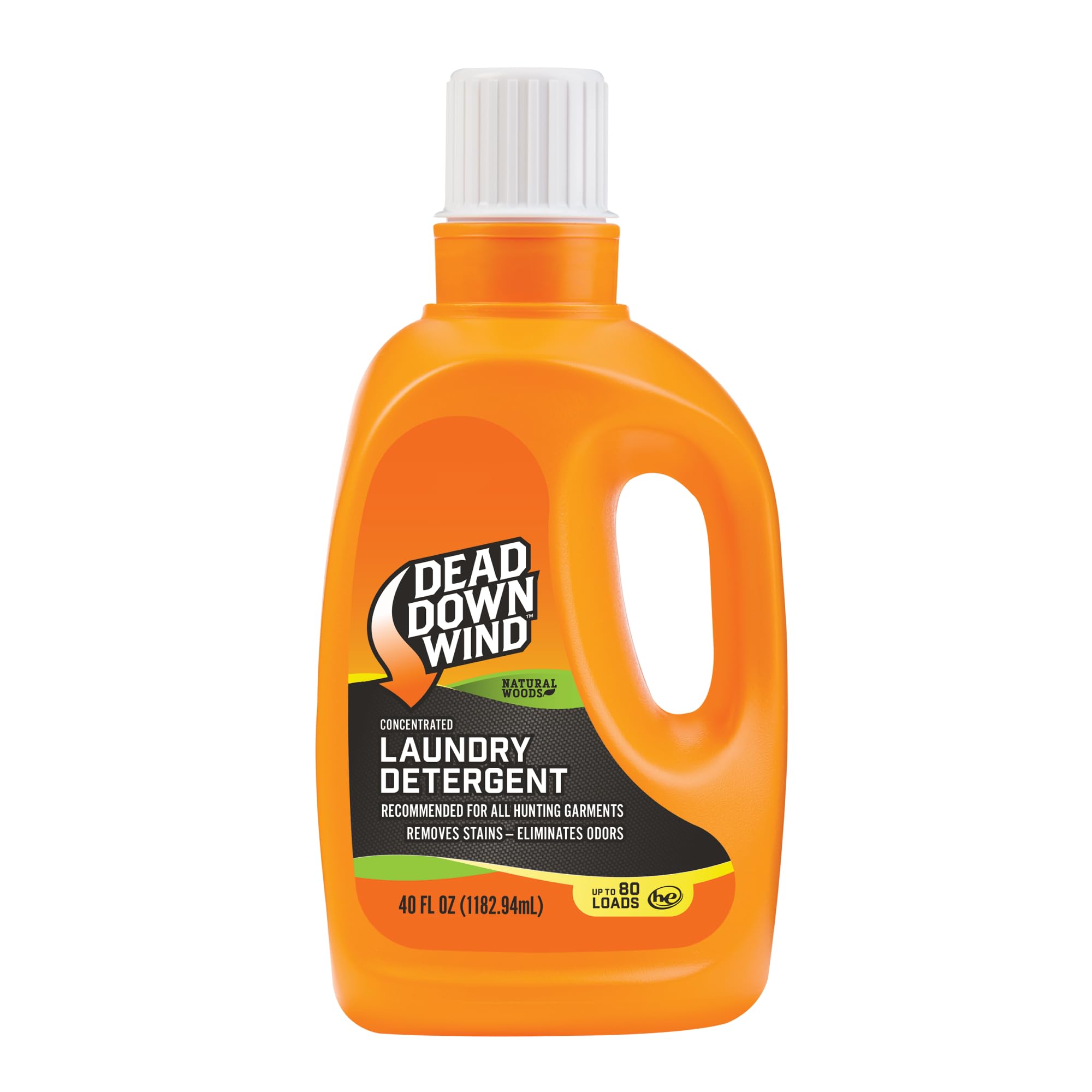 Dead Down Wind Laundry Detergent | 40oz Bottle | Natural Woods | Gentle Odor Eliminator + Stain Remover for Hunting Accessories, Gear and Clothes, Safe for Sensitive Skin