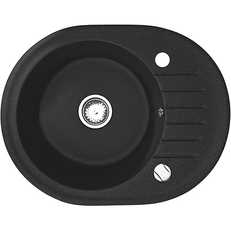 Granit Spülbecken 68x49,5cm - Schwarz Mit Zubehörablage