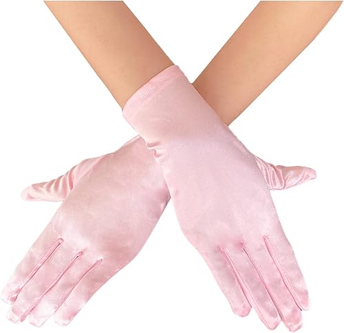 Guantes cortos de ópera de satén, guantes formales de baile o boda para fiesta de té temática de los años 80 y 90 o baile nocturno WG-S-G1