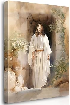 He is Risen Christ Watercolor Painting Resurrection Leaving Empty Tomb Christian Wall Art Easter Decor Print Jesus Art Religious Bedroom Church Artwork Jesus Picture Wall Decor 28"x40"