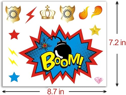 Miniatura 6 de ADJOY Calcomanías grandes para fiestas de superhéroes  Calcomanías recortadas con letrero de superhéroes  Suministros para fiestas de superhéroes