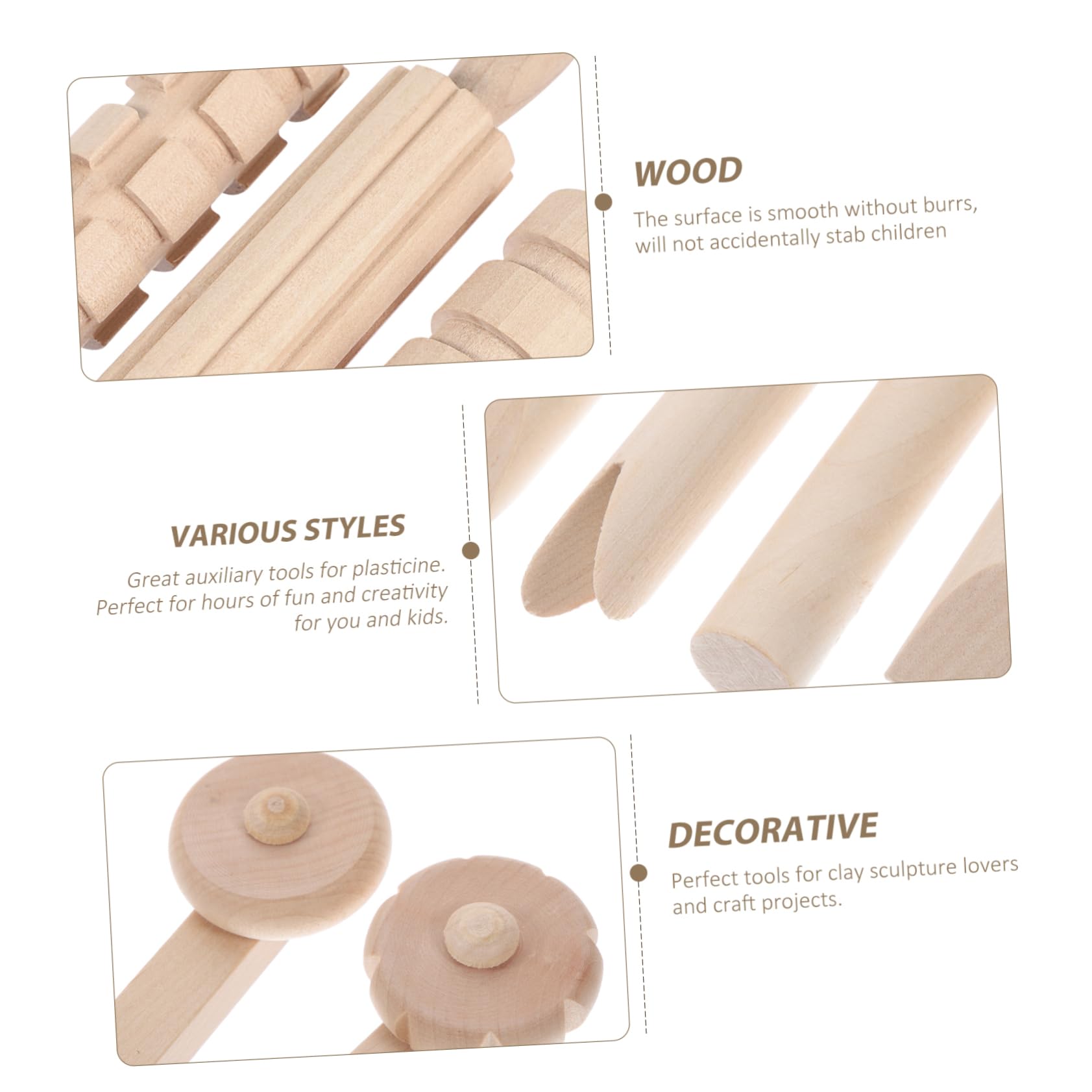 UKCOCO Strumento DIY in Legno per Argilla Ragazzo Ragazza, Set 1 Pezzo | Superficie Liscia senza Bave, Facile da Pulire, Sicuro per Uso Creativo, Colore Beige Naturale