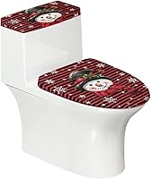 Vista 27 de Juego de decoración de baño de 2 piezas con diseño de muñeco de nieve de Navidad, cubierta de tanque para asiento de inodoro