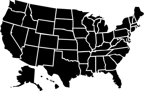 Calcomanía de vinilo para pared, mapa de Estados Unidos, 23 x 37 pulgadas, mapa de América del Norte de los 50 estados, decoración de calcomanías
