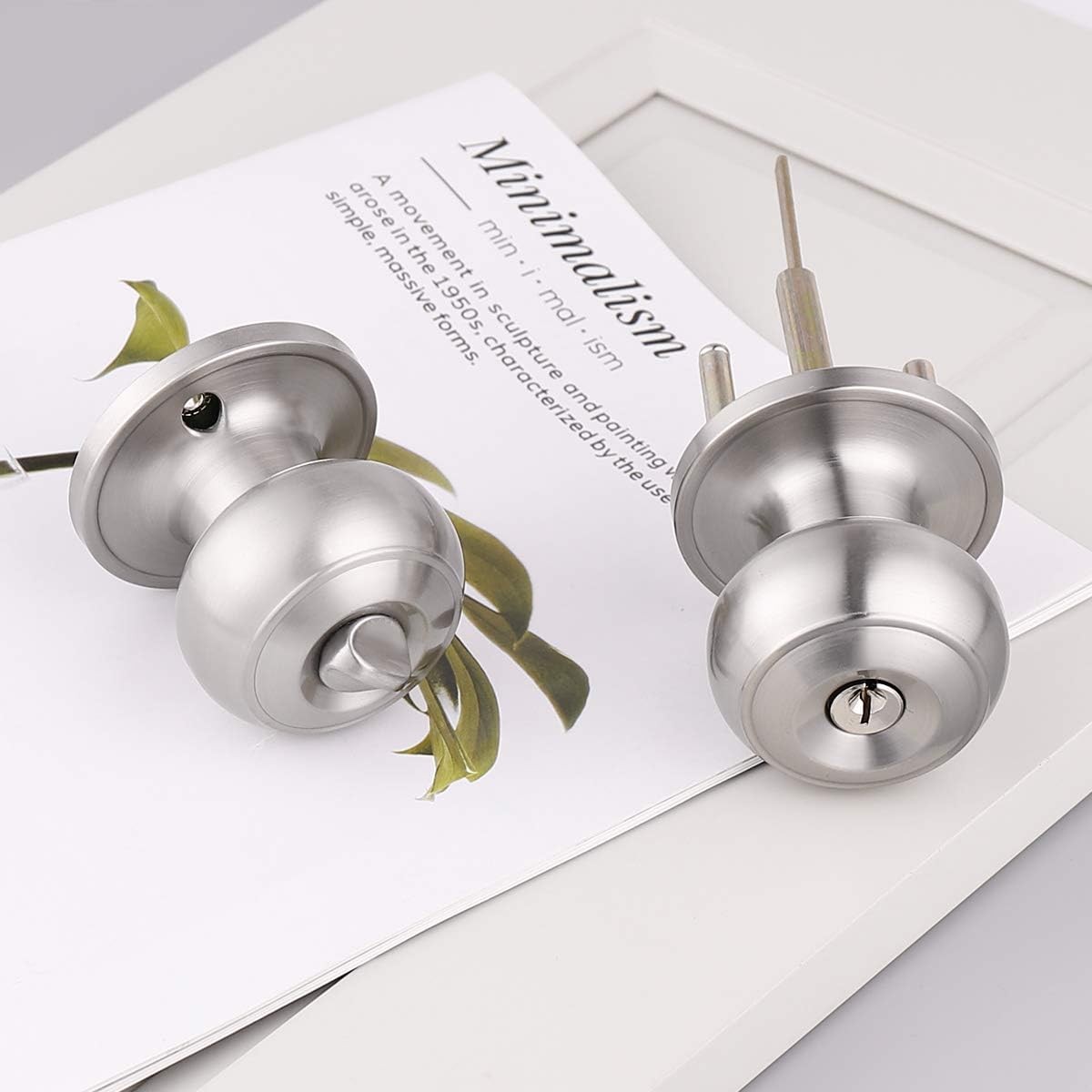 Flash Sale Buy 1 get 1 Gobrico Stainless Steel Round Safe Door Knobs Handle Entrance Lock Entry with Different Key Satin Nickel 10 Pack