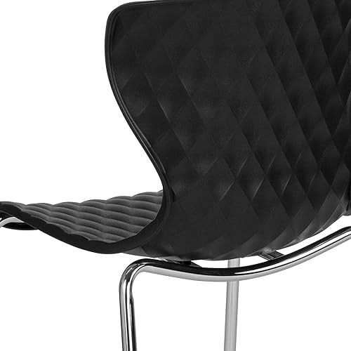 Miniatura 7 de Flash Furniture Lowell Silla apilable de plástico negro con diseño contemporáneo