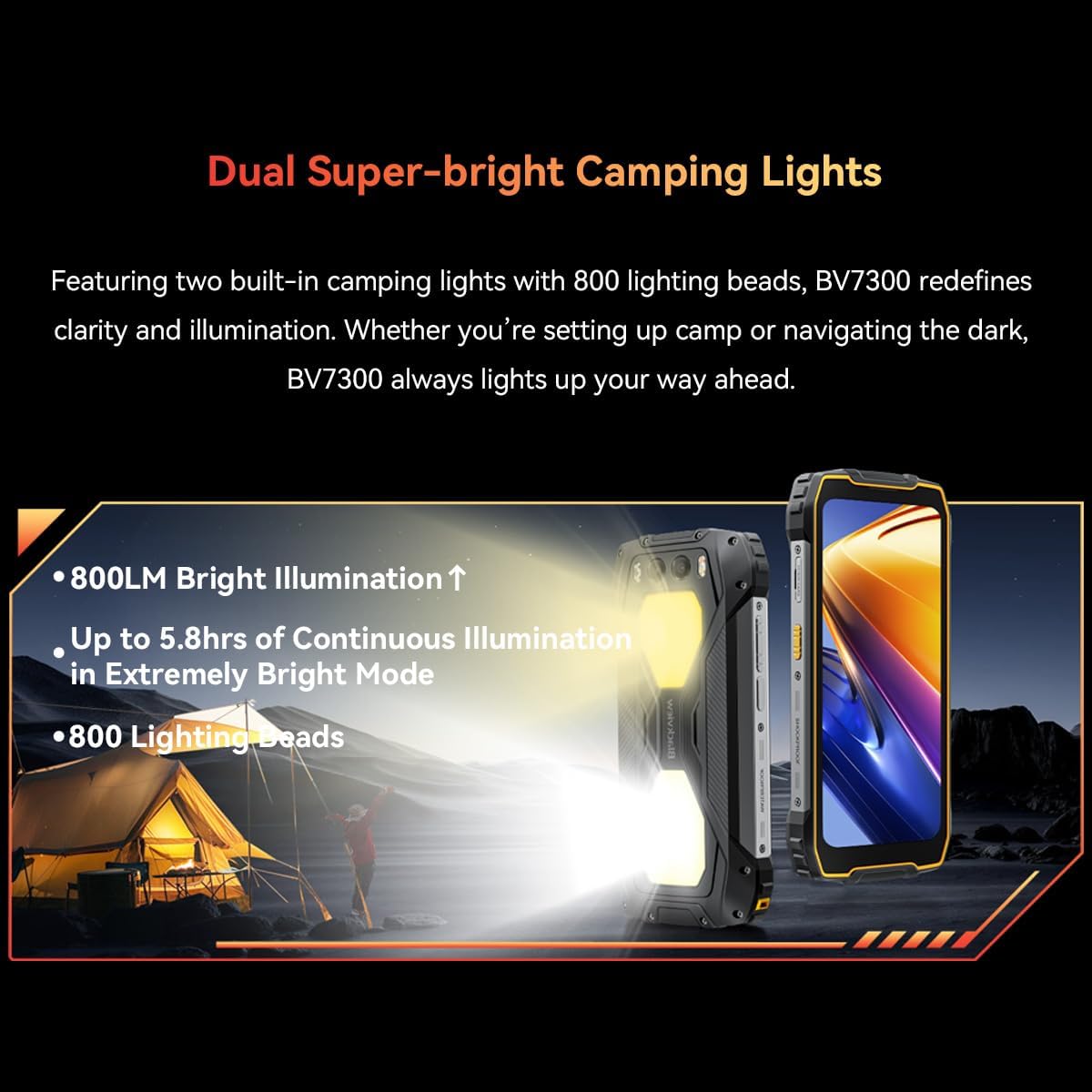 Nwaview BV7300 with dual camping lights illuminated