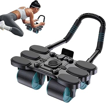 Abdominal Roller Wheel, 4 Wheel Automatic Rebound Abs Roller, Quiet Strength Training Equipment for Athletes Men Women Adults Fitness Enthusiasts | For Sports Enthusiasts Teens Athletes Women Men
