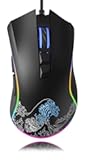 XVX Wired Gaming Mouse, 12000 DPI RGB Mouse with 12 Backlit Modes & 7 Macro Buttons, Gaming Mice Support DIY Keybinding, Gamer Computer Mice for Laptop PC Mac Windows, Wave