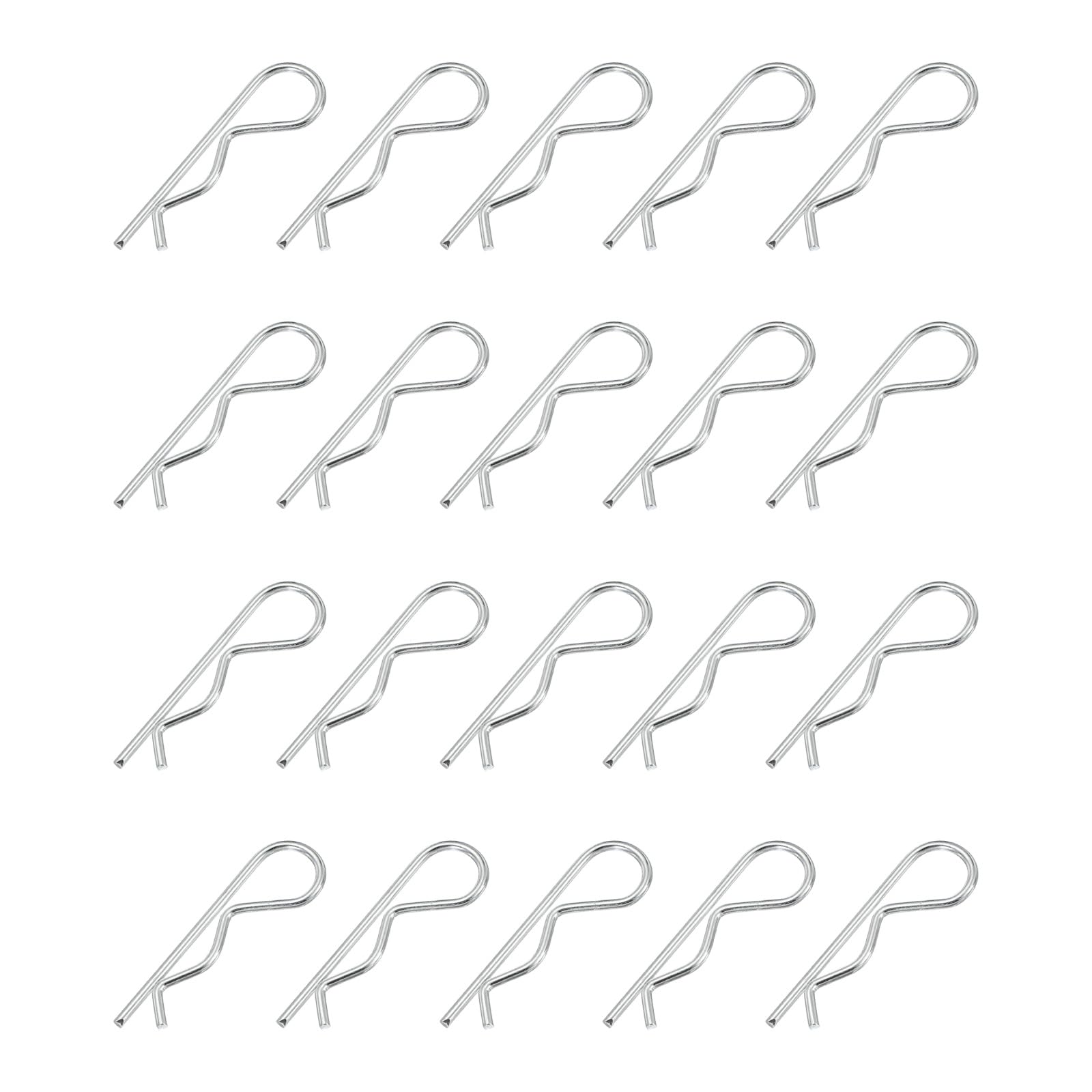 PATIKIL M2x50mm Cotter Pins, 20 Pcs R Clips Spring Retaining Wire Hair Heavy Duty Carbon Steel Hitch Pin Clip for Trailer Locking Lawn Mowers Tractor Carts Truck, Silver